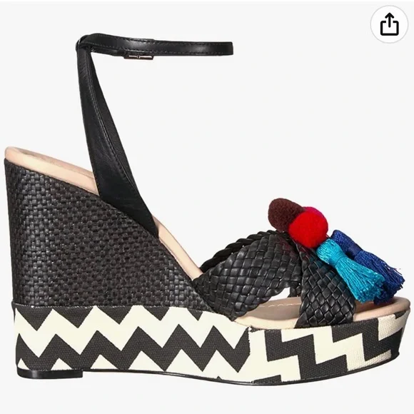 BNWT Kate Spade Delancey Black Wedge Sandals - Picture 3 of 9